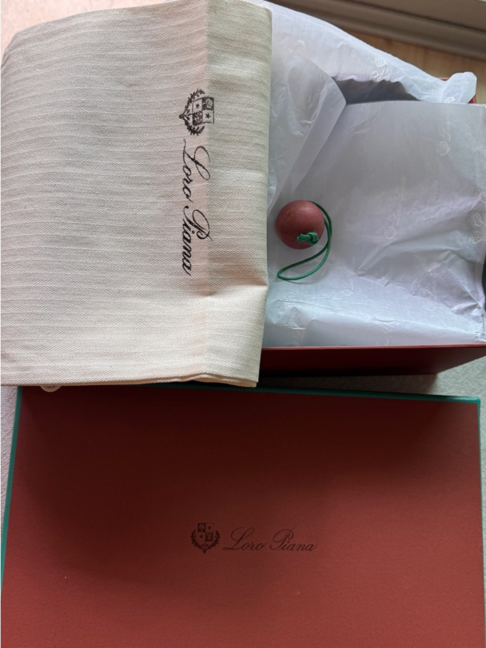 Loro Piana Pink and Green Branded Drawstring Charm